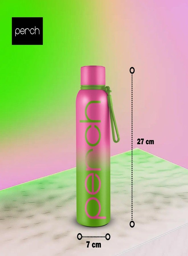 Perch Zion Hot & Cold Steel Water Bottle Set of 2 (720 ml Each), ISI Certified, Vacuum Insulated | Leak Proof, BPA-Free | for Couples, Gift for His & Her |Kids, Men & Women|Cotton Candy & Green-Pink - Image 2